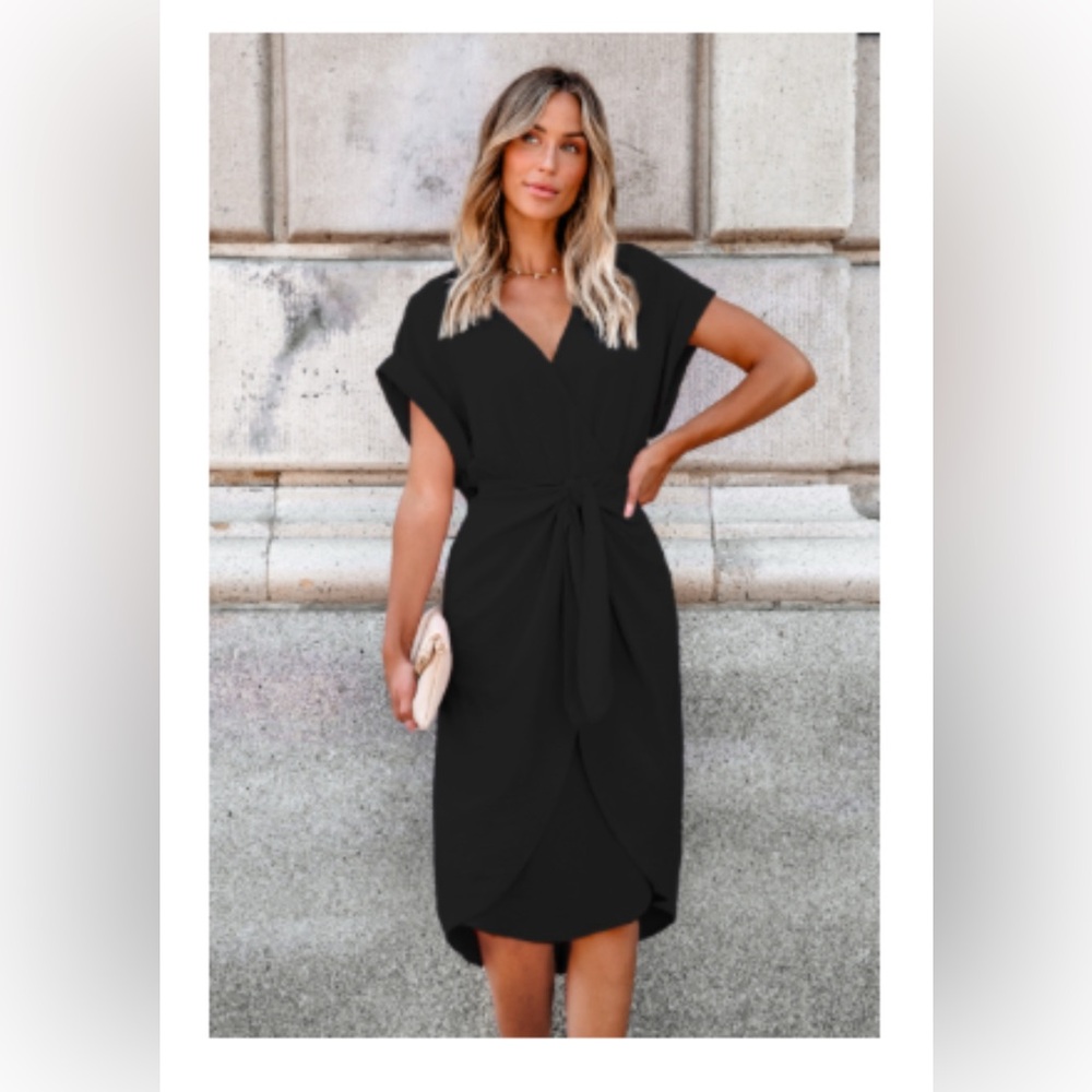 CUPSHE Collared Front Twist Tulip Hem Midi Dress